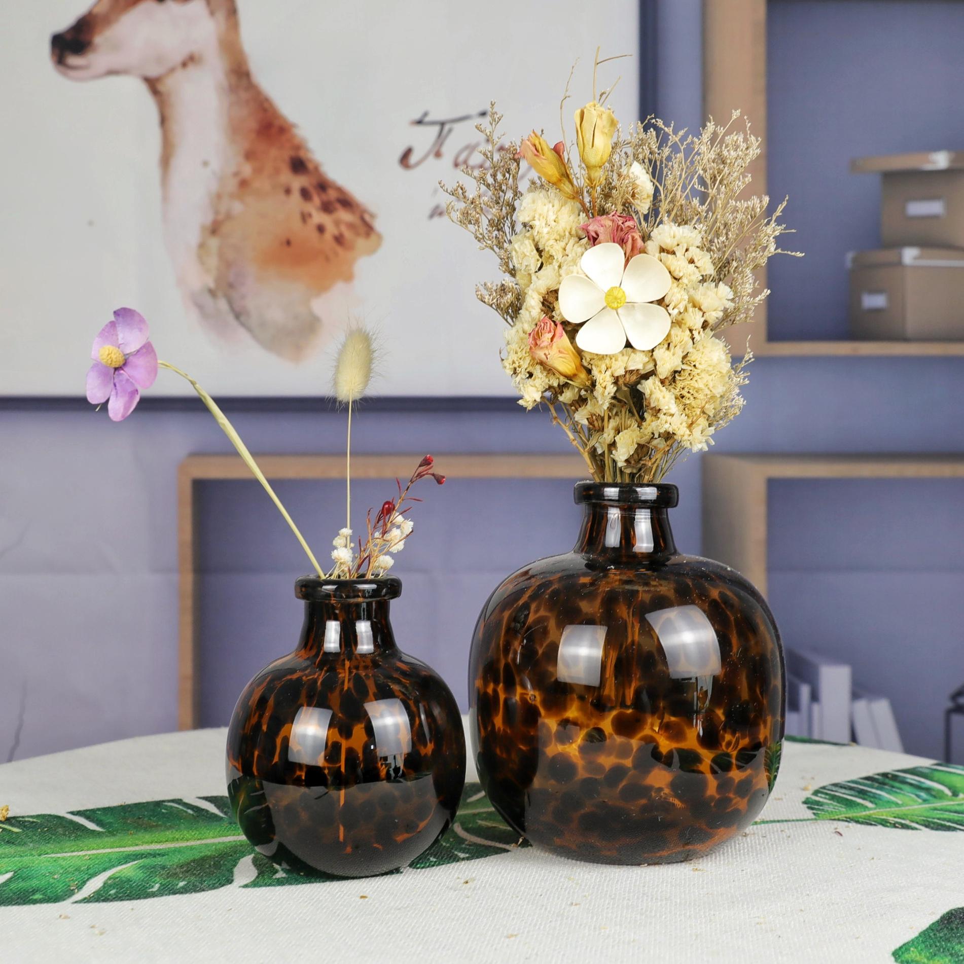 Amber Leopard Print Glass Vase HP777