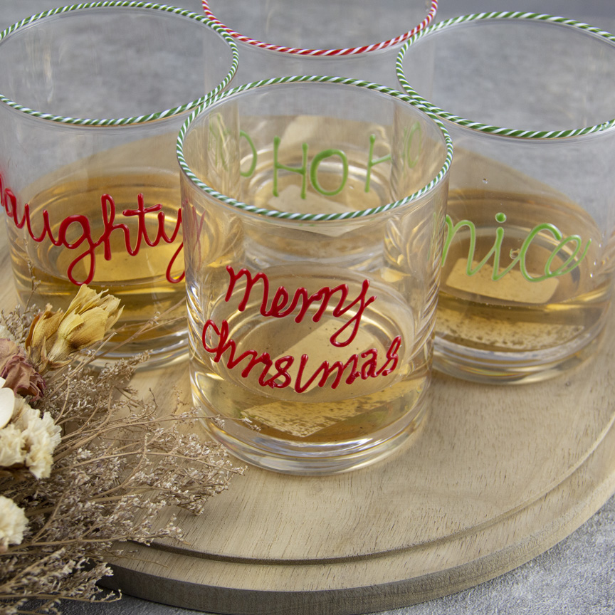 Designed Modern Glass Tumbler with Colored Rim for Presents Gifts GZ2796