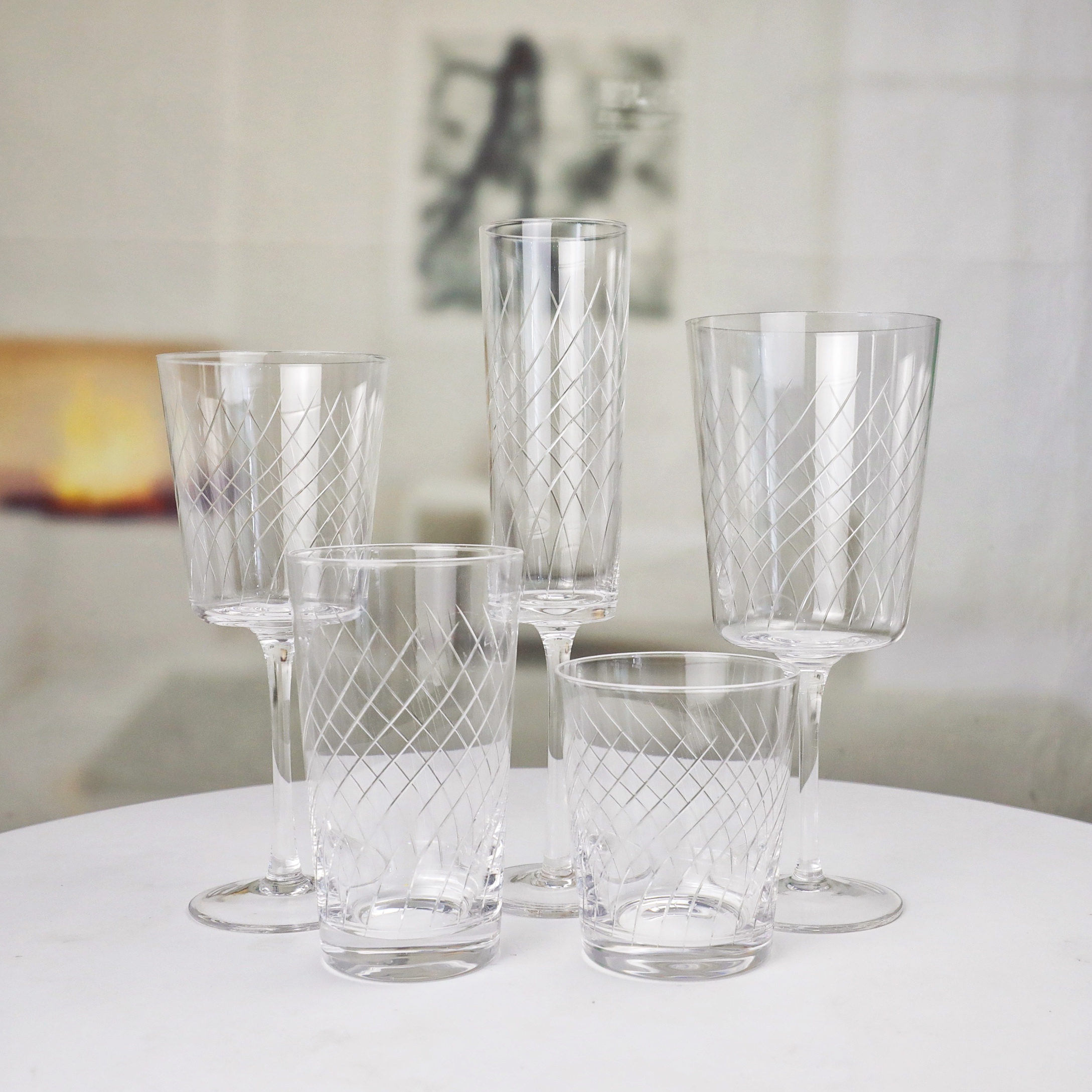 Lead-Free Crystal Goblet with Etched Design