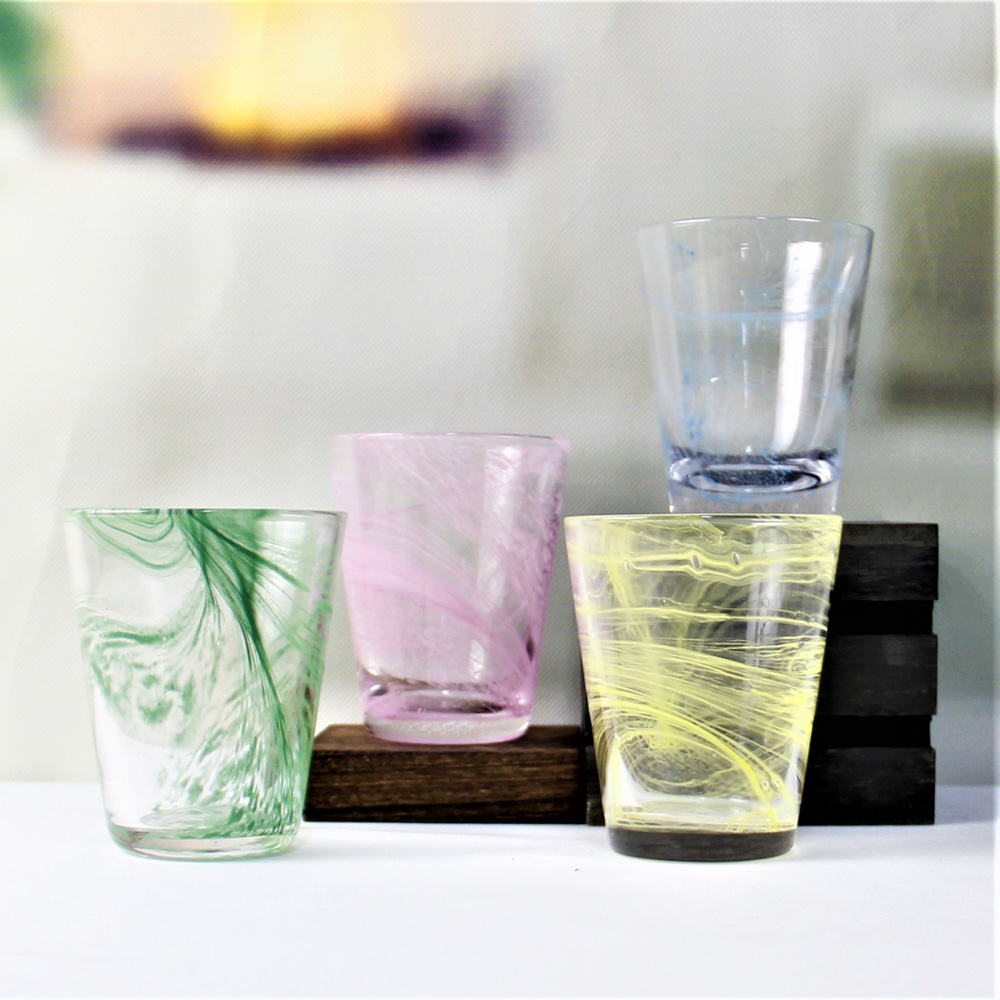 Colored Cloud Design Glass Drinkware Premium Juice Cup