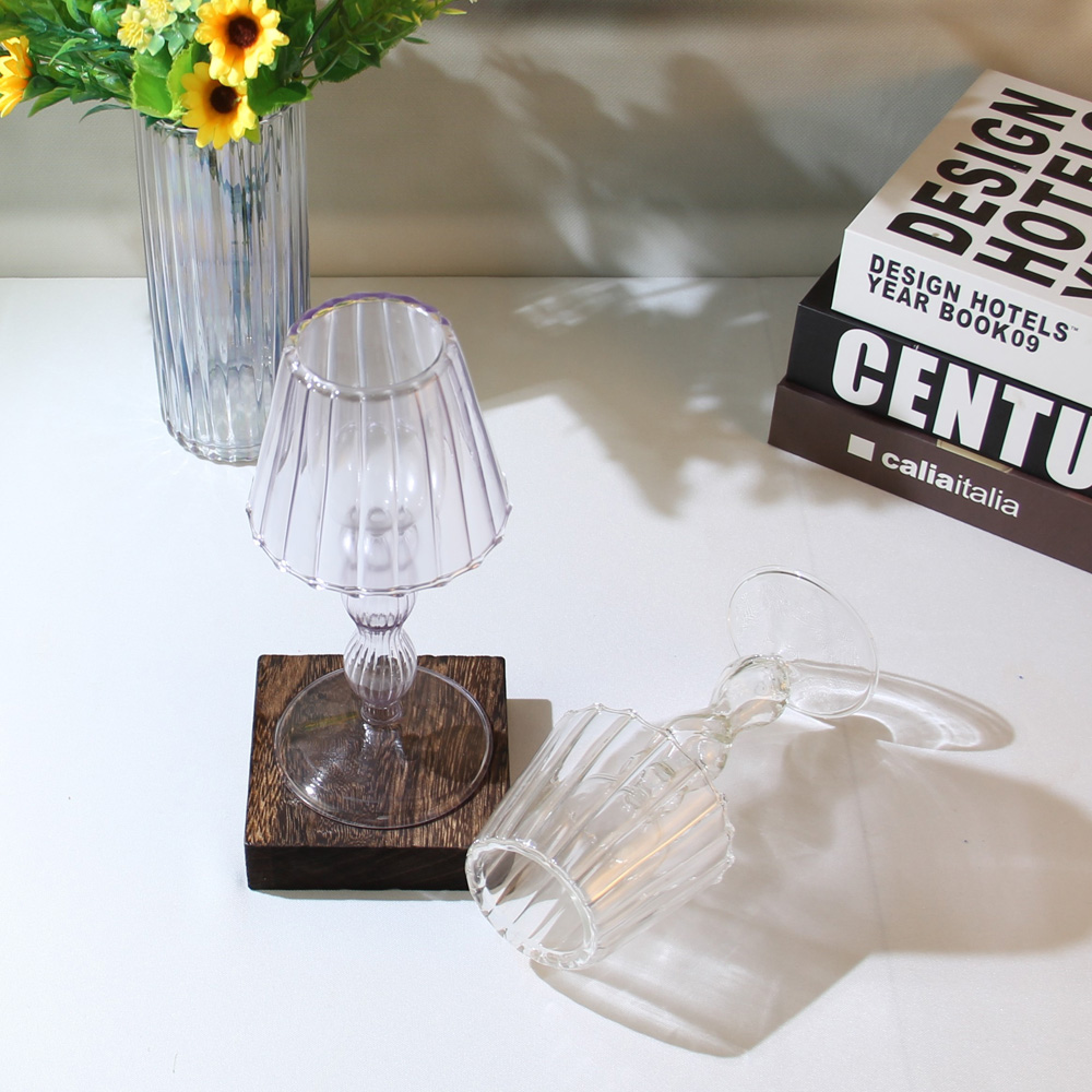 Mini Lamp Shape Ribbed Tea Light Holder LD049